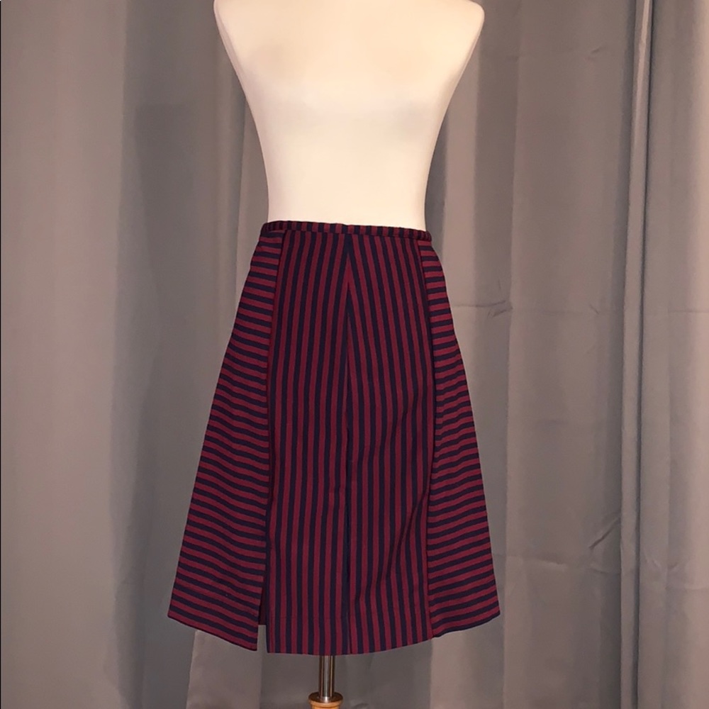 NWOT Wine and Navy Striped Skirt. Size 12